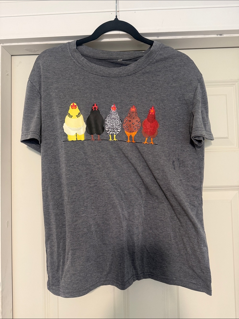 Gray Graphic Chicken Tee - Unbranded